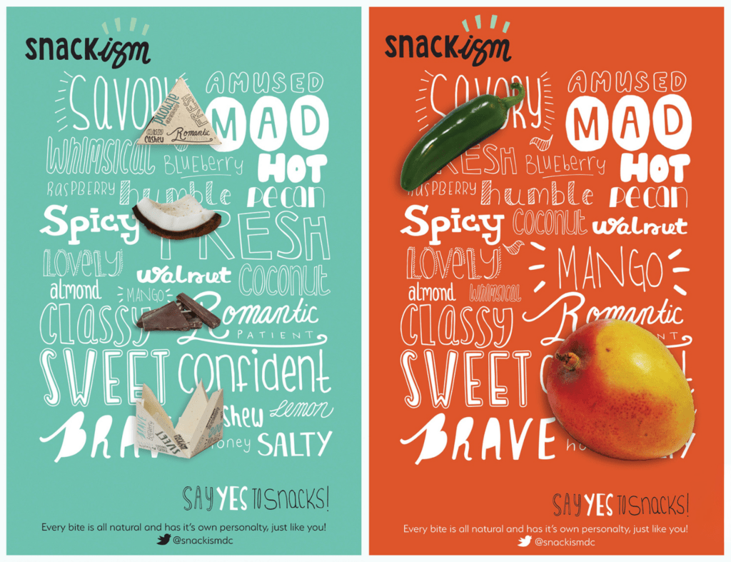 posters for snackism concept design